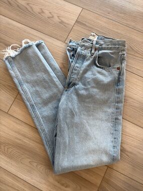 Agolde High Rise Light Blue Button-Fly Denim Jeans